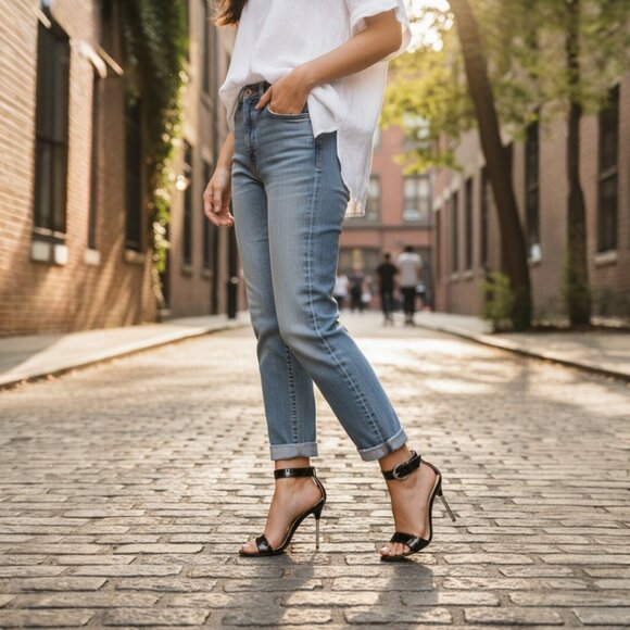 Designer Giuseppe Zanotti Black Patent Leather Ankle Strap Metal Heel Sandal's - Picture 1 of 14